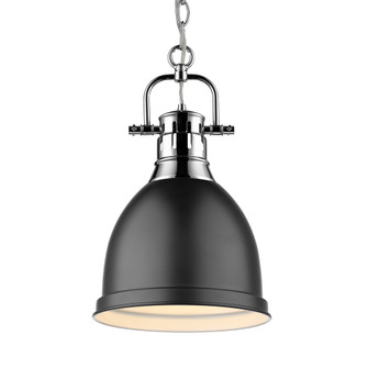 Yep by Golden Lighting Duncan 1-light 9in Chain Hung Pendant in Chrome and Matte Black shade (36|3602-S CH-BLK)