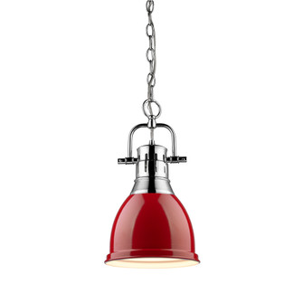 Duncan Small Pendant with Chain in Chrome with a Red Shade (36|3602-S CH-RD)