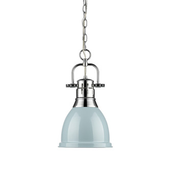 Duncan Small Pendant with Chain in Chrome with a Seafoam Shade (36|3602-S CH-SF)