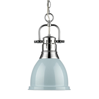 Yep by Golden Lighting Duncan 1-light 9in Chain Hung Pendant in Chrome and Seafoam shade (36|3602-S CH-SF)