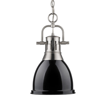 Yep by Golden Lighting Duncan 1-light 9in Chain Hung Pendant in Pewter and Black shade (36|3602-S PW-BK)
