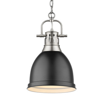 Yep by Golden Lighting Duncan 1-light 9in Chain Hung Pendant in Pewter and Matte Black shade (36|3602-S PW-BLK)