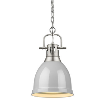 Yep by Golden Lighting Duncan 1-light Pendant in Pewter and Gray shade (36|3602-S PW-GY)