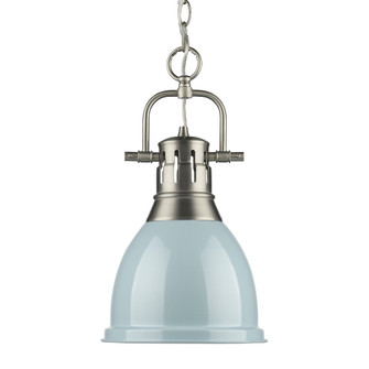 Yep by Golden Lighting Duncan 1-light 9in Chain Hung Pendant in Pewter and Seafoam shade (36|3602-S PW-SF)