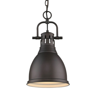 Yep by Golden Lighting Duncan 1-Light 9in Chain Hung Pendant in Rubbed Bronze & Rubbed Bronze shade (36|3602-S RBZ-RBZ)