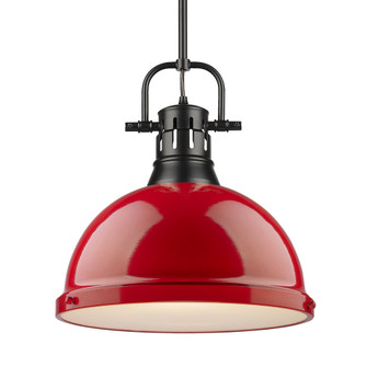 Yep by Golden Lighting Duncan 1-light 14in Rod Hung Pendant in Matte Black and Red shade (36|3604-L BLK-RD)