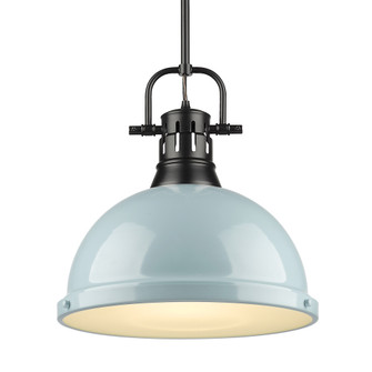 Yep by Golden Lighting Duncan 1-light 14in Rod Hung Pendant in Matte Black and Seafoam shade (36|3604-L BLK-SF)