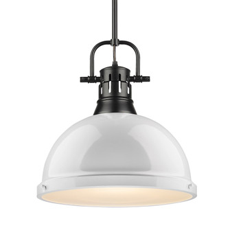 Yep by Golden Lighting Duncan 1-light 14in Rod Hung Pendant in Matte Black and White shade (36|3604-L BLK-WH)