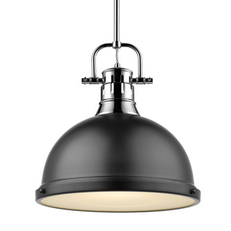 Yep by Golden Lighting Duncan 1-light 14in Rod Hung Pendant in Chrome and Matte Black shade (36|3604-L CH-BLK)
