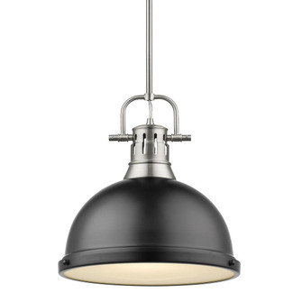 Duncan 1 Light Pendant with Rod in Pewter with a Matte Black Shade (36|3604-L PW-BLK)