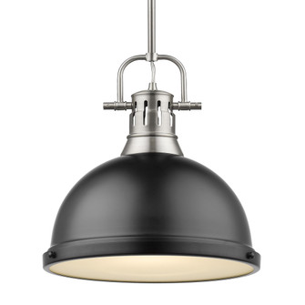 Yep by Golden Lighting Duncan 1-light 14in Rod Hung Pendant in Pewter and Matte Black shade (36|3604-L PW-BLK)