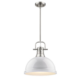 Duncan 1 Light Pendant with Rod in Pewter with a White Shade (36|3604-L PW-WH)