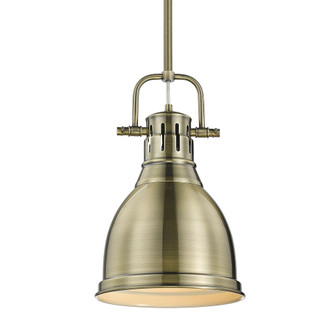 Yep by Golden Lighting Duncan 1-light 9in Rod Hung Pendant in Aged Brass (36|3604-S AB-AB)