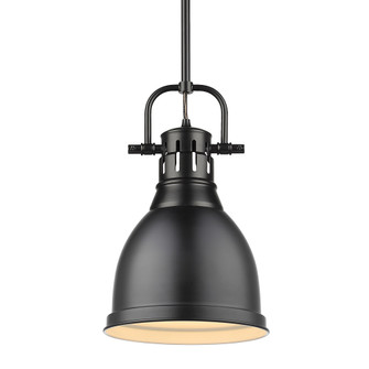 Yep by Golden Lighting Duncan 1-light 9in Rod Hung Pendant in Matte Black (36|3604-S BLK-BLK)