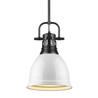 Yep by Golden Lighting Duncan 1-light 9in Rod Hung Pendant in Matte Black and White shade (36|3604-S BLK-WH)