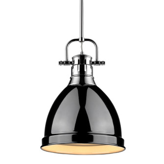 Yep by Golden Lighting Duncan 1-light 9in Rod Hung Pendant in Chrome and Black shade (36|3604-S CH-BK)