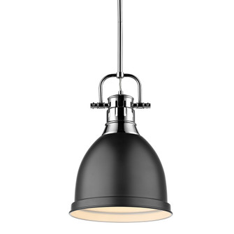 Duncan Small Pendant with Rod in Chrome with a Matte Black Shade (36|3604-S CH-BLK)