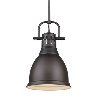 Yep by Golden Lighting Duncan 1-light 9in Rod Hung Pendant in Rubbed Bronze and Rubbed Bronze shade (36|3604-S RBZ-RBZ)