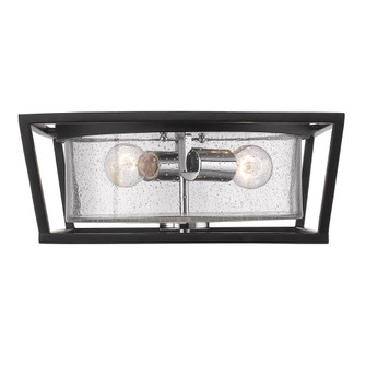 Mercer Flush Mount in Matte Black with Chrome accents and Seeded Glass (36|4309-FM BLK-SD)