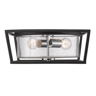 Mercer Flush Mount in Matte Black with Chrome accents and Seeded Glass (36|4309-FM BLK-SD)