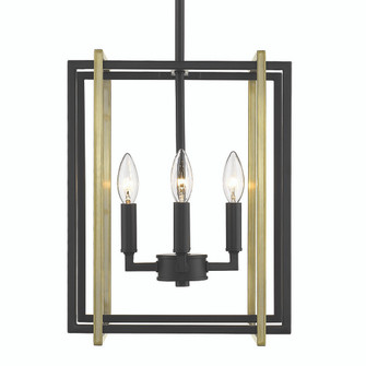 Tribeca 4-Light Chandelier in Matte Black with Aged Brass Accents (36|6070-4 BLK-AB)