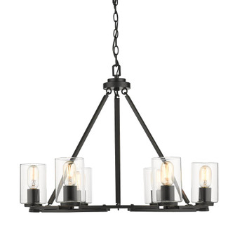 Monroe 6 Light Chandelier in Matte Black with Gold Highlights and Clear Glass (36|7041-6 BLK-CLR)