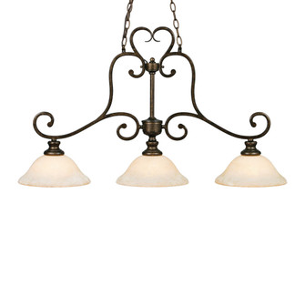 Heartwood 3 Light Linear Pendant in Burnt Sienna with Tea Stone Glass (36|8063-10 BUS)