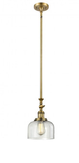Bell - 1 Light - 8 inch - Brushed Brass - Stem Hung - Adjustable Mini Pendant (3442|206-BB-G72)