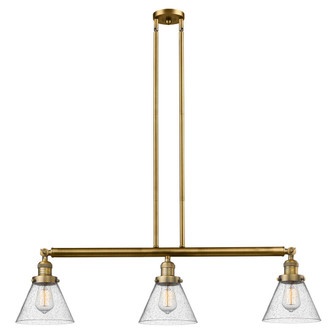 Cone - 3 Light - 40 inch - Brushed Brass - Stem Hung - Adjustable Island Light (3442|213-BB-G44)