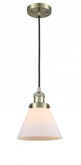 Cone - 1 Light - 8 inch - Antique Brass - Cord hung - Mini Pendant (3442|201C-AB-G41-LED)