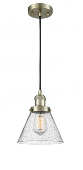 Cone - 1 Light - 8 inch - Antique Brass - Cord hung - Mini Pendant (3442|201C-AB-G44)