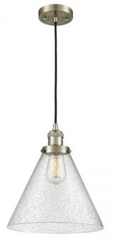 Cone - 1 Light - 12 inch - Antique Brass - Cord hung - Mini Pendant (3442|201C-AB-G44-L)