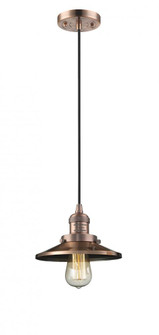Railroad - 1 Light - 8 inch - Antique Copper - Cord hung - Mini Pendant (3442|201C-AC-M3-LED)