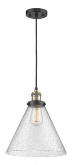 Cone - 1 Light - 12 inch - Black Antique Brass - Cord hung - Mini Pendant (3442|201C-BAB-G44-L-LED)