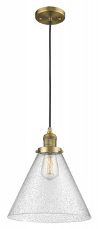 Cone - 1 Light - 12 inch - Brushed Brass - Cord hung - Mini Pendant (3442|201C-BB-G44-L-LED)