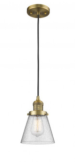 Cone - 1 Light - 6 inch - Brushed Brass - Cord hung - Mini Pendant (3442|201C-BB-G64-LED)