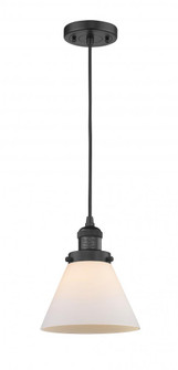 Cone - 1 Light - 8 inch - Matte Black - Cord hung - Mini Pendant (3442|201C-BK-G41-LED)