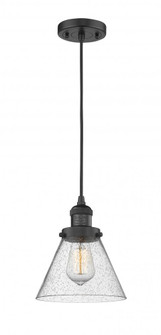 Cone - 1 Light - 8 inch - Matte Black - Cord hung - Mini Pendant (3442|201C-BK-G44-LED)