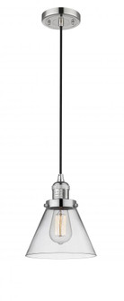 Cone - 1 Light - 8 inch - Polished Nickel - Cord hung - Mini Pendant (3442|201C-PN-G42-LED)