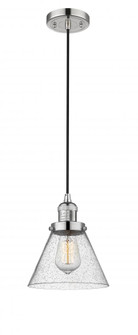 Cone - 1 Light - 8 inch - Polished Nickel - Cord hung - Mini Pendant (3442|201C-PN-G44-LED)