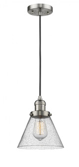 Cone - 1 Light - 8 inch - Brushed Satin Nickel - Cord hung - Mini Pendant (3442|201C-SN-G44-LED)