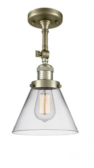 Cone - 1 Light - 8 inch - Antique Brass - Adjustable Semi-Flush Mount (3442|201F-AB-G42-LED)