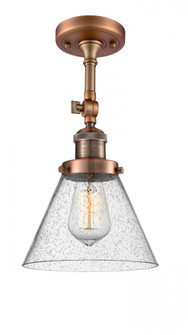 Cone - 1 Light - 8 inch - Antique Copper - Adjustable Semi-Flush Mount (3442|201F-AC-G44-LED)