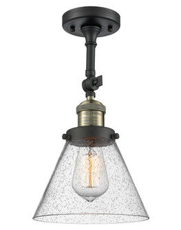 Cone - 1 Light - 8 inch - Black Antique Brass - Adjustable Semi-Flush Mount (3442|201F-BAB-G44-LED)