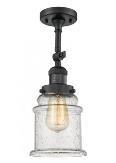 Canton - 1 Light - 6 inch - Matte Black - Adjustable Semi-Flush Mount (3442|201F-BK-G184)