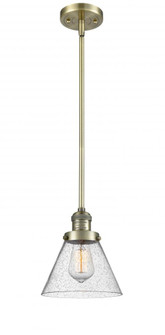 Cone - 1 Light - 8 inch - Antique Brass - Stem Hung - Mini Pendant (3442|201S-AB-G44-LED)