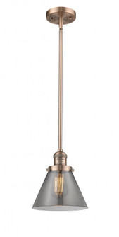 Cone - 1 Light - 8 inch - Antique Copper - Stem Hung - Mini Pendant (3442|201S-AC-G43-LED)