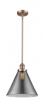 Cone - 1 Light - 12 inch - Antique Copper - Stem Hung - Mini Pendant (3442|201S-AC-G43-L-LED)