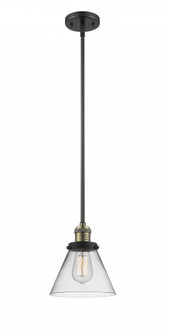 Cone - 1 Light - 8 inch - Black Antique Brass - Stem Hung - Mini Pendant (3442|201S-BAB-G42-LED)