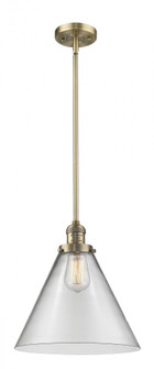 Cone - 1 Light - 12 inch - Brushed Brass - Stem Hung - Mini Pendant (3442|201S-BB-G42-L-LED)